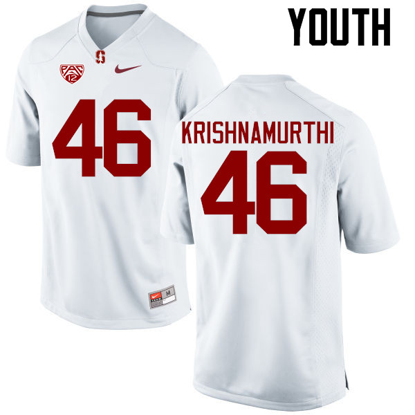 Youth Stanford Cardinal #46 Sidhart Krishnamurthi College Football Jerseys Sale-White